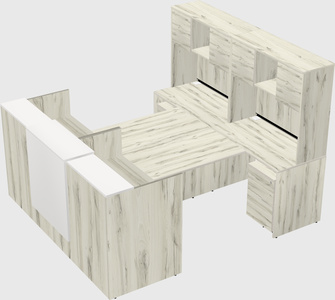 Shared u-shaped reception desks
