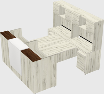 Shared u-shaped reception desks