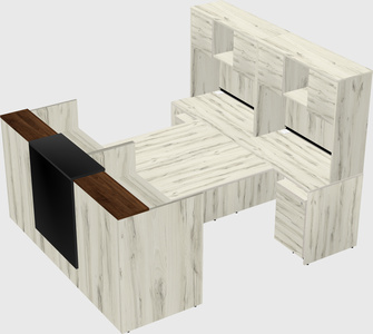 Shared u-shaped reception desks