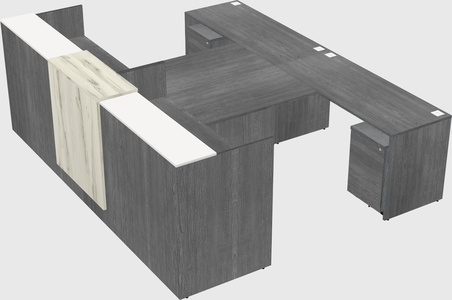 Shared u-shaped reception desks