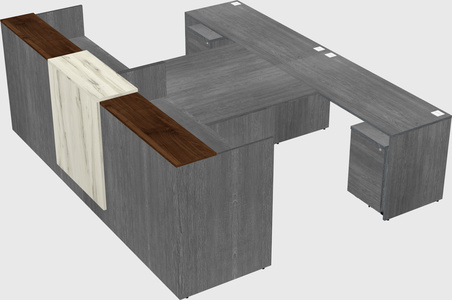 Shared u-shaped reception desks