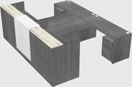 Shared u-shaped reception desks