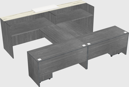 Shared u-shaped reception desks