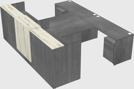 Shared u-shaped reception desks