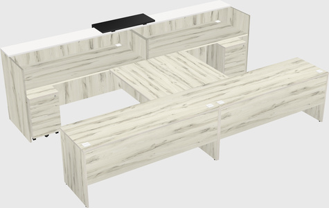 Shared u-shaped reception desks