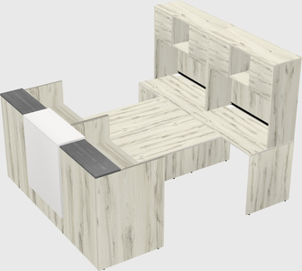 Shared u-shaped reception desks