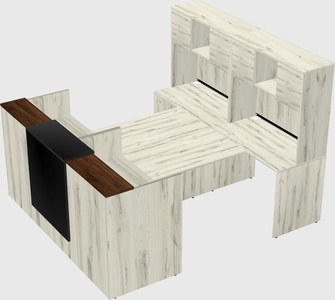 Shared u-shaped reception desks