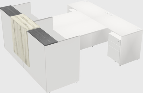 Shared u-shaped reception desks