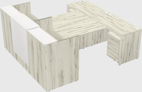Shared u-shaped reception desks