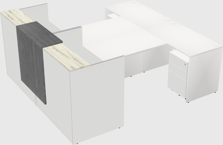 Shared u-shaped reception desks