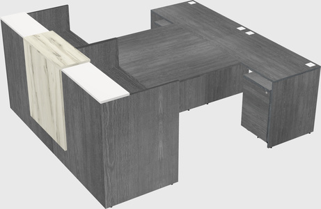 Shared u-shaped reception desks