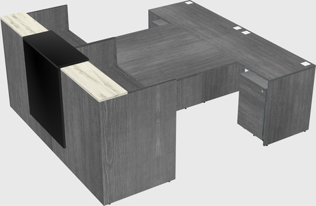 Shared u-shaped reception desks