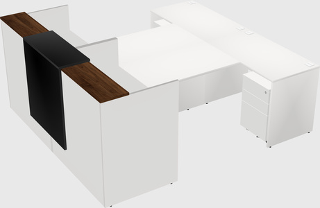 Shared u-shaped reception desks