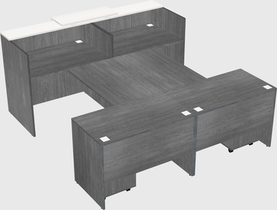 Shared u-shaped reception desks