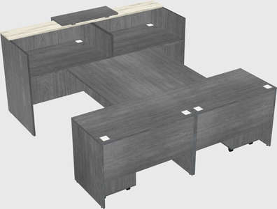 Shared u-shaped reception desks