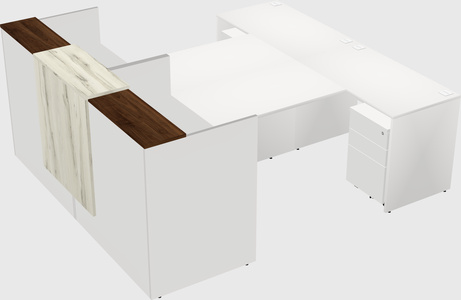 Shared u-shaped reception desks