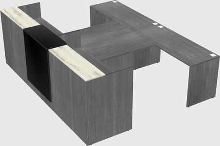 Shared u-shaped reception desks