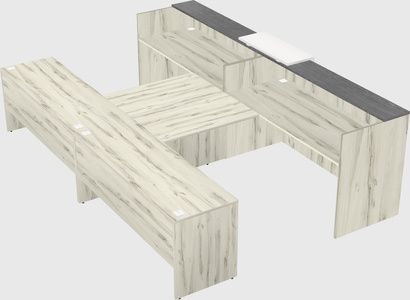 Shared u-shaped reception desks