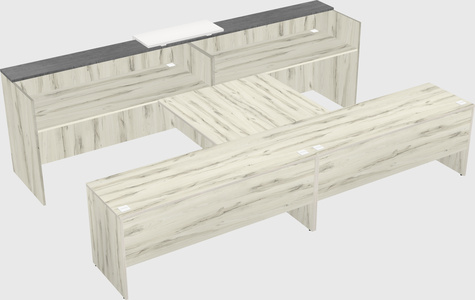 Shared u-shaped reception desks