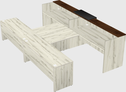 Shared u-shaped reception desks