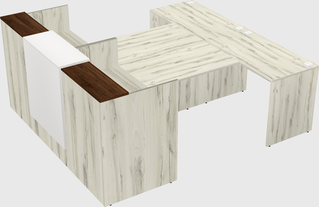 Shared u-shaped reception desks