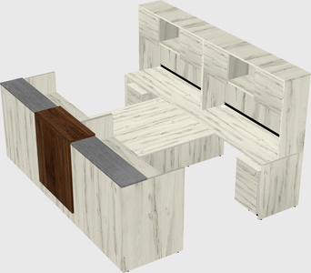 Shared u-shaped reception desks