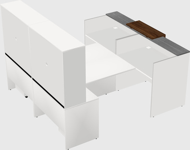 Shared u-shaped reception desks