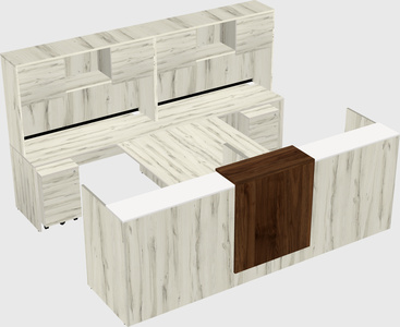 Shared u-shaped reception desks