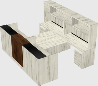 Shared u-shaped reception desks