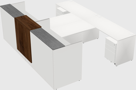 Shared u-shaped reception desks