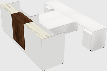 Shared u-shaped reception desks