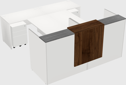 Shared u-shaped reception desks