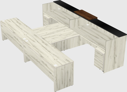 Shared u-shaped reception desks