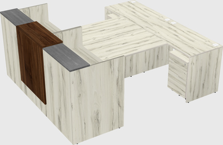 Shared u-shaped reception desks