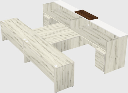Shared u-shaped reception desks