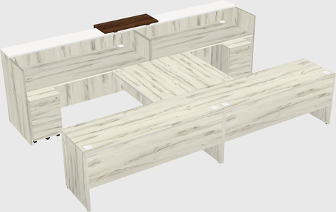 Shared u-shaped reception desks
