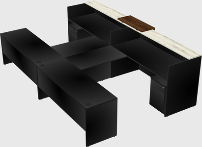 Shared u-shaped reception desks