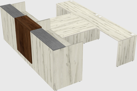 Shared u-shaped reception desks