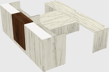Shared u-shaped reception desks