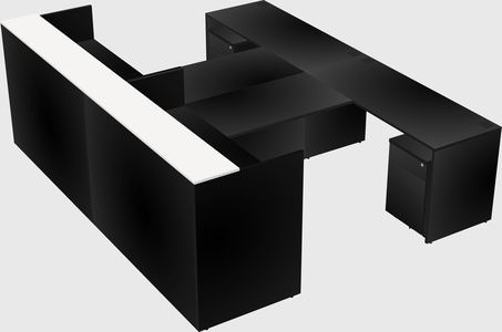 Shared u-shaped reception desks