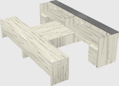 Shared u-shaped reception desks