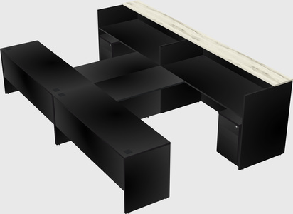 Shared u-shaped reception desks