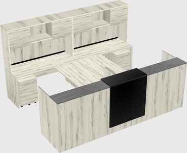 Shared u-shaped reception desks