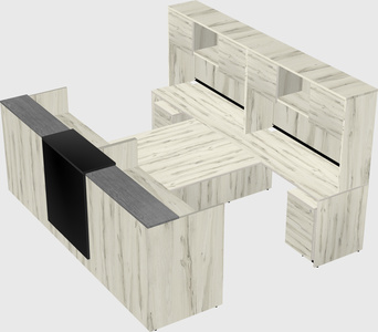 Shared u-shaped reception desks