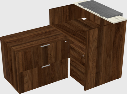 L-shaped modular reception