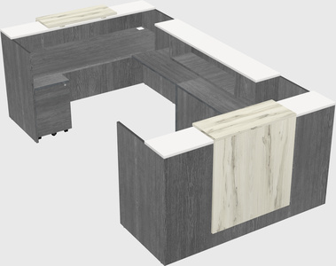 Bureau d'accueil en forme de u