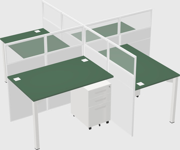 Bureaux à quatre cabines