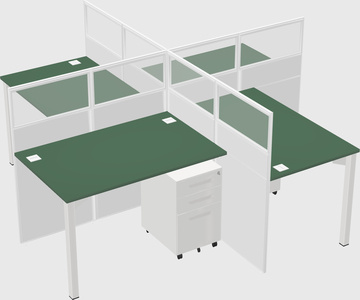 Bureaux à quatre cabines
