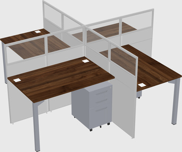 Bureaux à quatre cabines