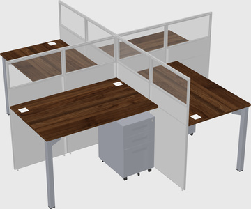 Bureaux à quatre cabines